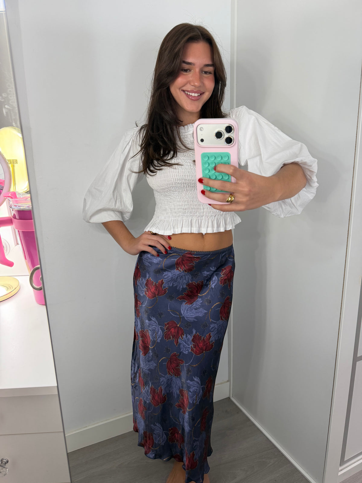 Falda raso floral