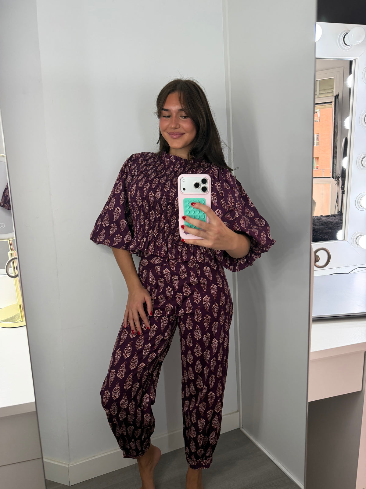 Pantalón estampado cachemira bombacho