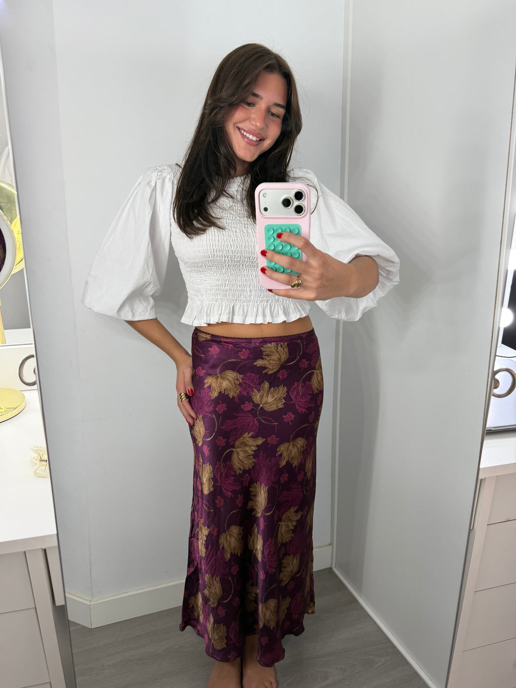 Falda raso floral