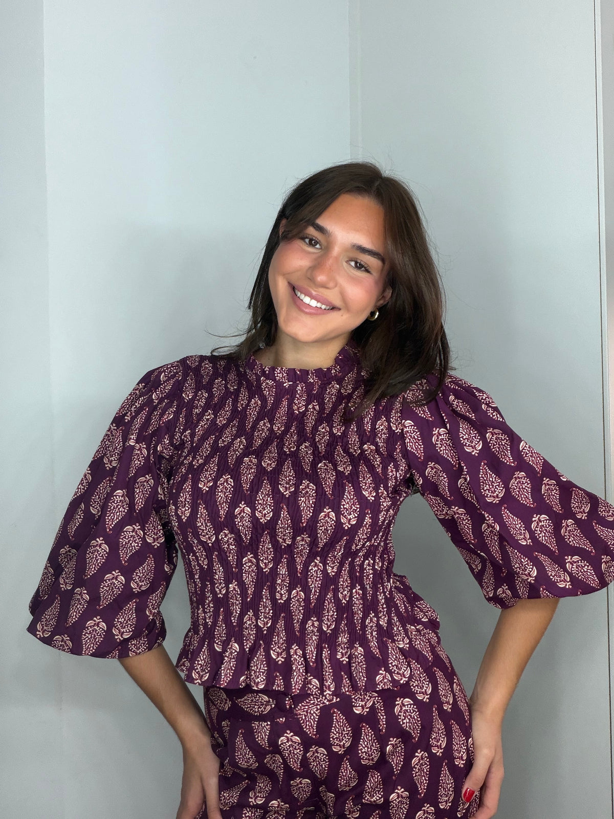 Blusa estampado cachemira mangas globo