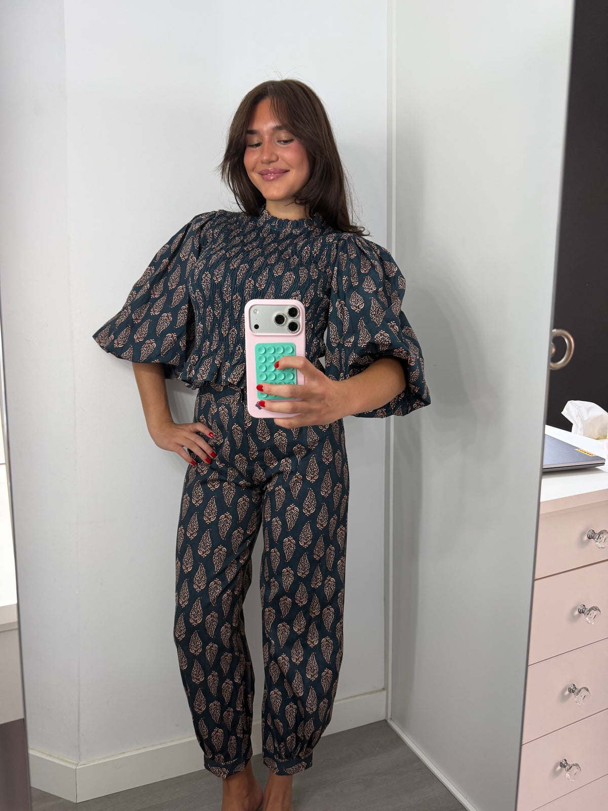 Blusa estampado cachemira mangas globo