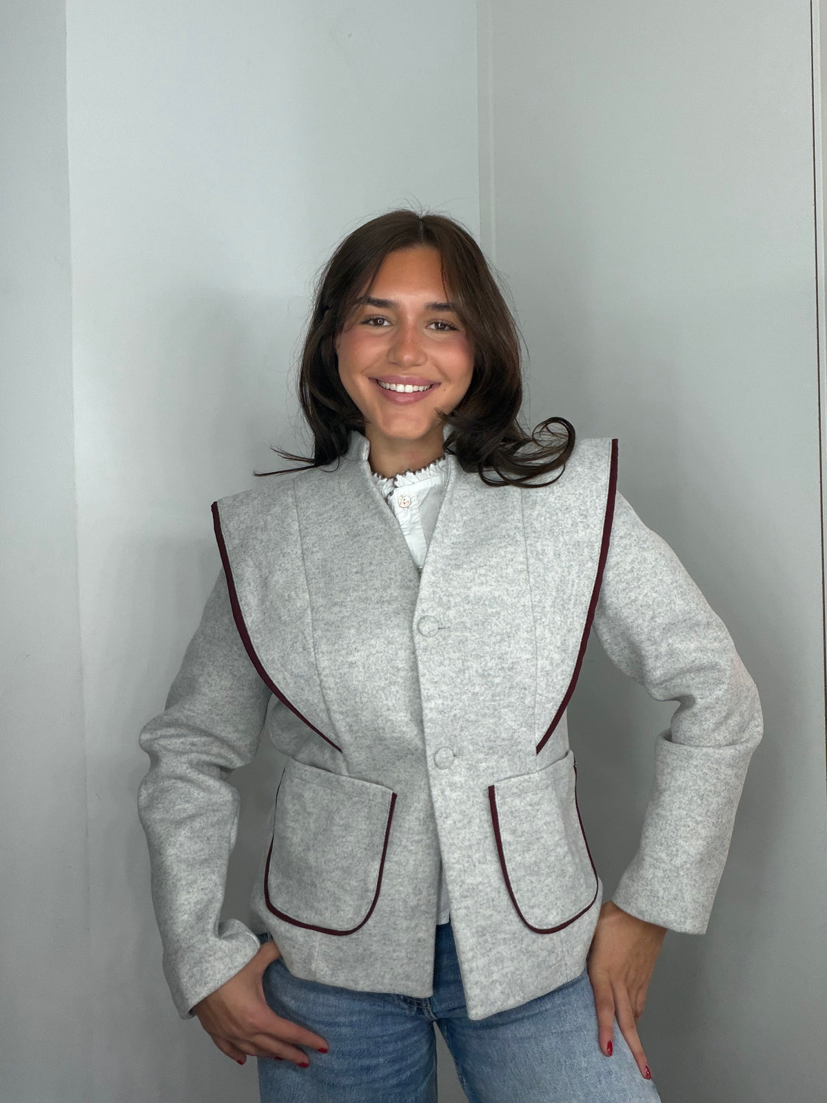 Chaqueta efecto paño vivos
