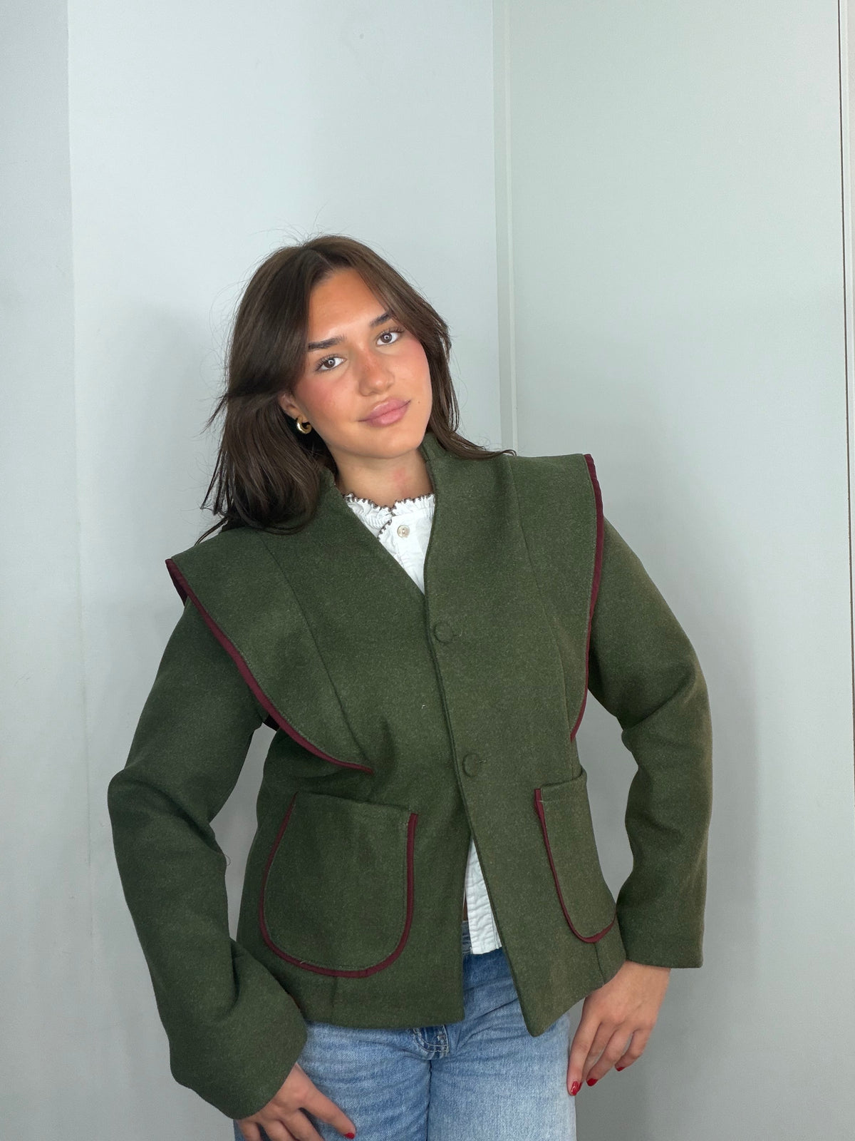 Chaqueta efecto paño vivos