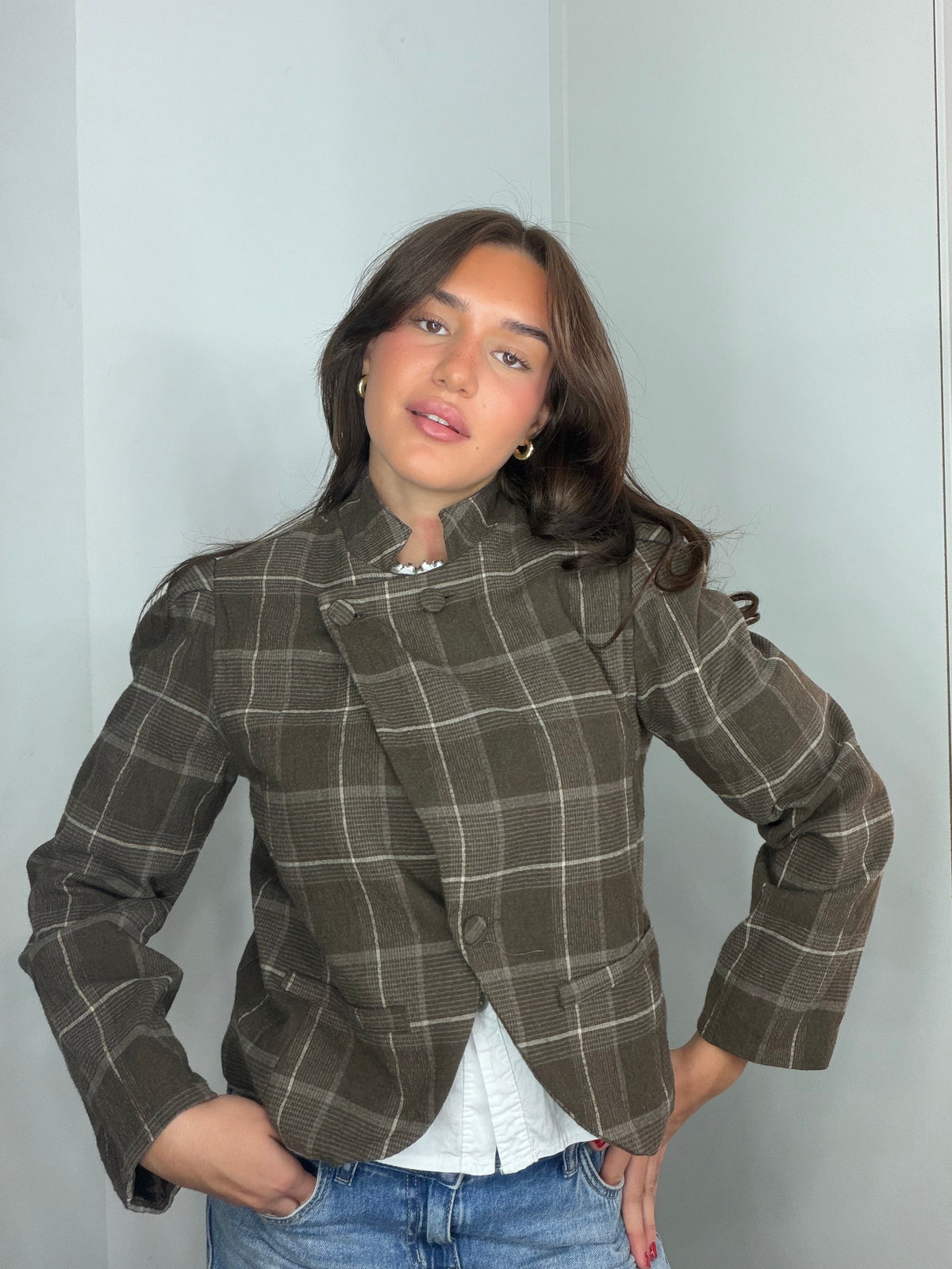 Blazer cuadros botonadura cruzada