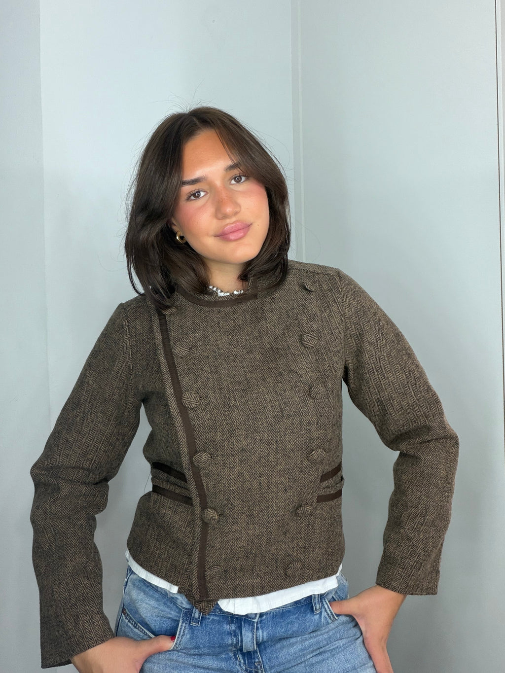 Chaqueta tweed espiga