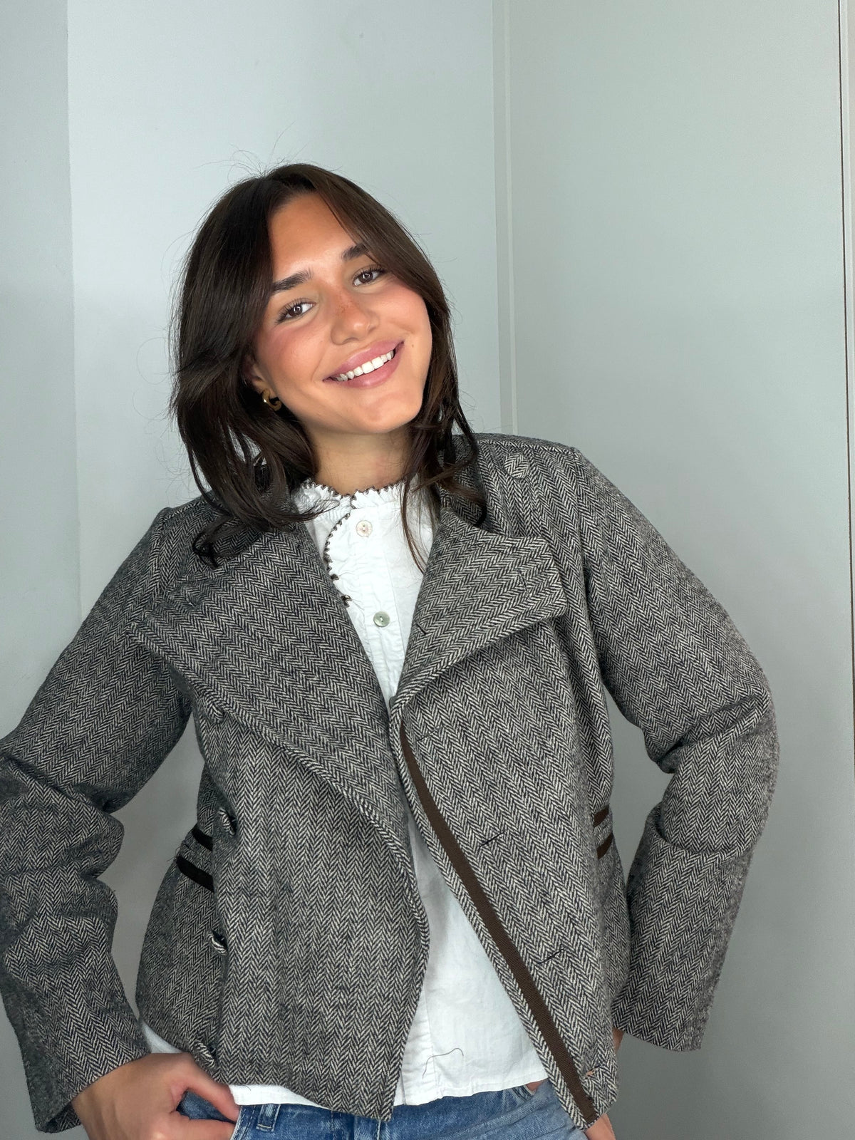 Chaqueta tweed espiga